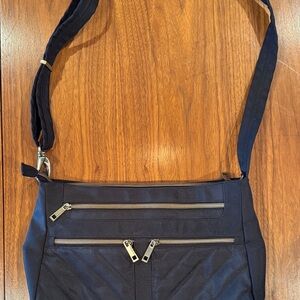 Black Crossbody Bag with Multiple Zippers